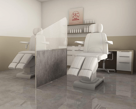 2019-5 Экран напольный в педикюрный зал в алюминиевом каркасе