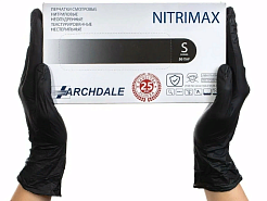 Перчатки нитриловые S NitriMax - нитриловые черные, 50 пар (4г)