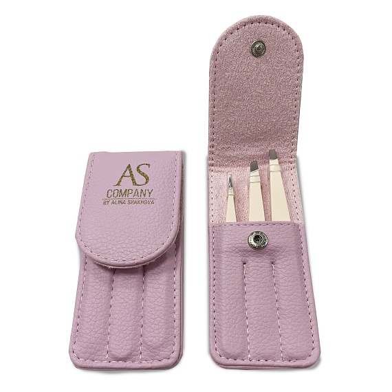 Набор из 3-х пинцетов ручной заточки AS Company (Алина Шахова), розовый