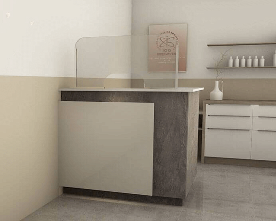 2019-2 Экран на ресепшен из оргстекла в алюминиевом каркасе