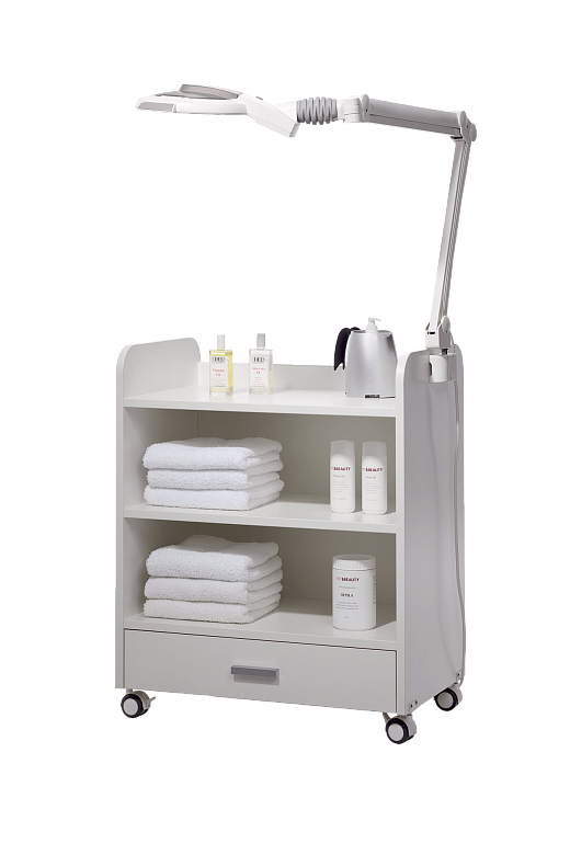 АСД 105.02 Стол  «Бьюти кабинет», 3 полки, 1 ящик. Цвет – белый