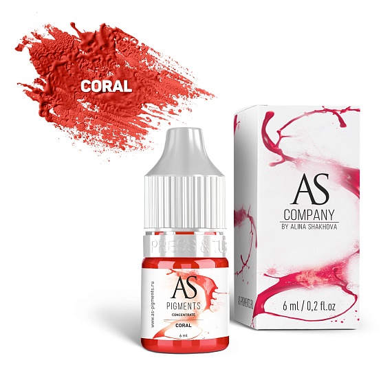 Концентрат для татуажа губ AS Company (Алина Шахова) - Coral (Коралл), 6мл