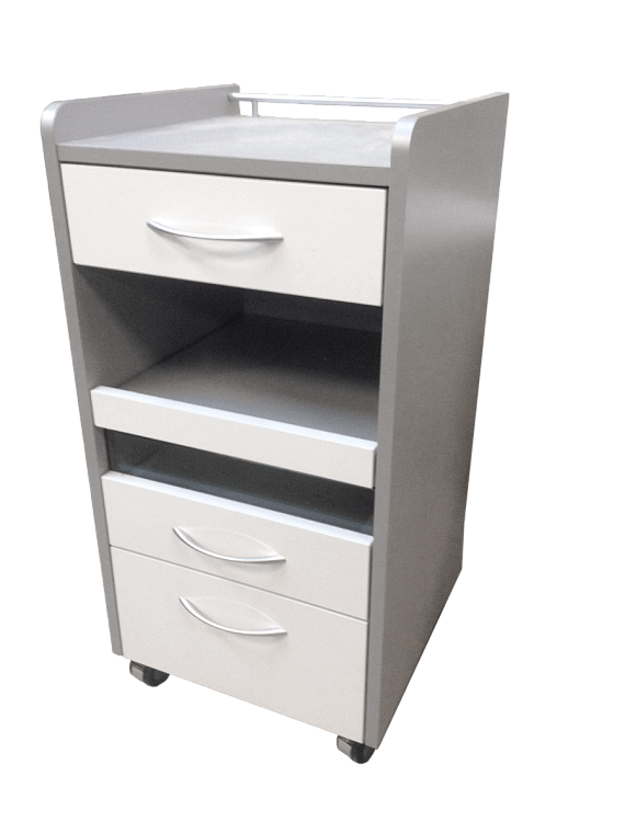 АСД 204.17 Тумба «Подо мобайл» c УФ-блоком, 2 ящика, выдвижная полка, цвет металлик