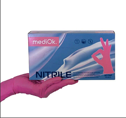 Перчатки нитриловые M Nitrile - розовые, 50 пар (3,8г)