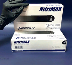 Перчатки нитриловые S NitriMax - плотные черные , 50 пар (5г)