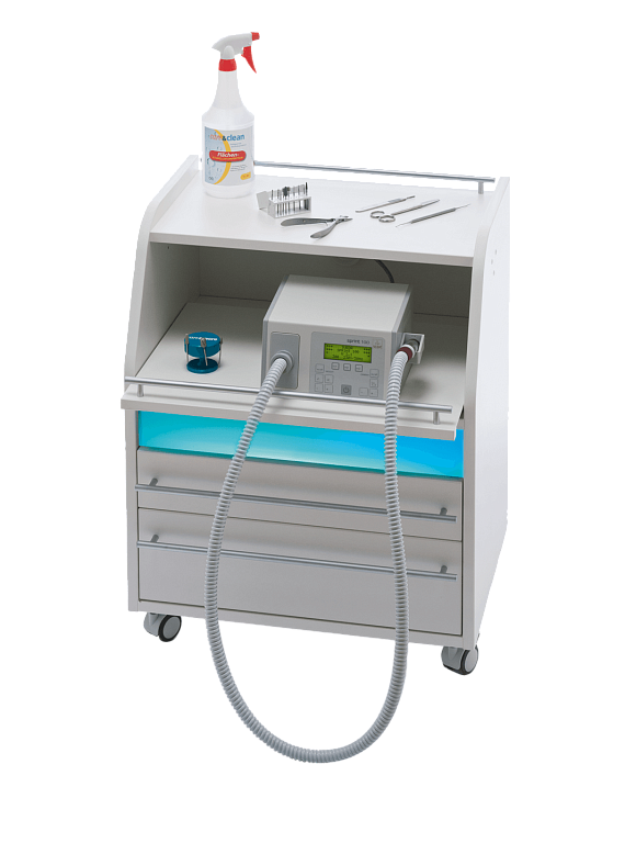 АСД 204.70 Тумба «Подо стейшен» c УФ-блоком, 2 ящика, выдвижная полка, цвет белый