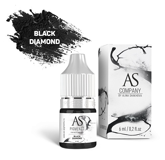 Пигмент для татуажа век AS Company (Алина Шахова) - Black diamond (Черныи алмаз), 6мл