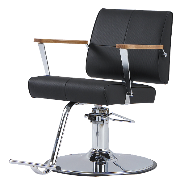 174 Кресло для стрижки  (с хромированным круглым основанием H10U / Т-образная подножка) Black