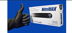 Перчатки нитриловые XS NitriMax - нитриловые черные, 50 пар (4г)