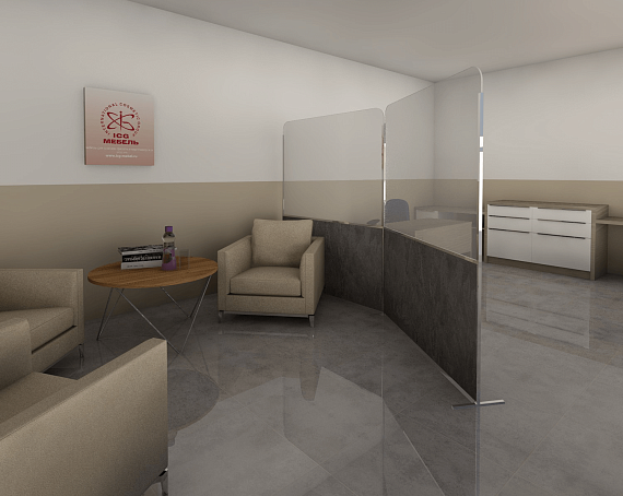 2019-8 Экран-ширма напольная офисная в алюминиевом каркасе