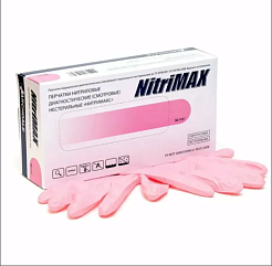 Перчатки нитриловые L NitriMax - розовые, 50 пар (3,8г)
