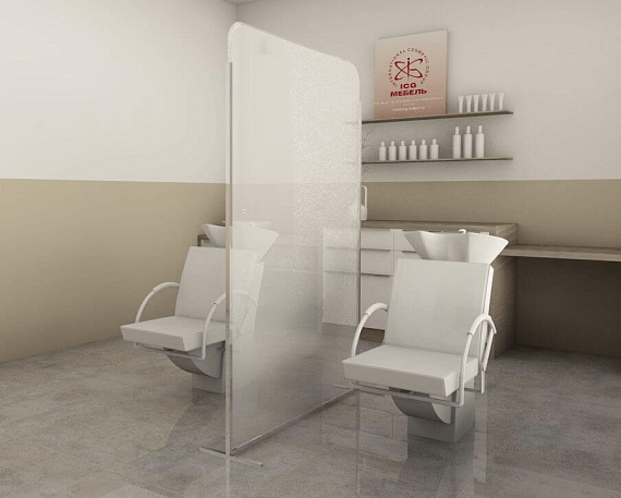 2019-4 Экран напольный в парикмахерский зал в алюминиевом каркасе